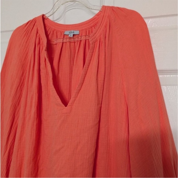 Rails Aureta Dress Womens Size XL Papaya Orange Gauze V Neck Organic Cotton - Picture 4 of 14